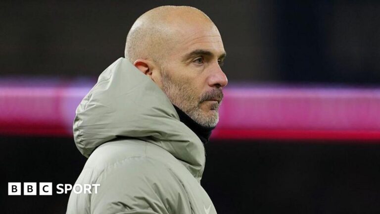 Enzo Maresca: Chelsea boss denies Manchester City links Chelsea manager Enzo Maresca looking across the pitch at Cardiff City