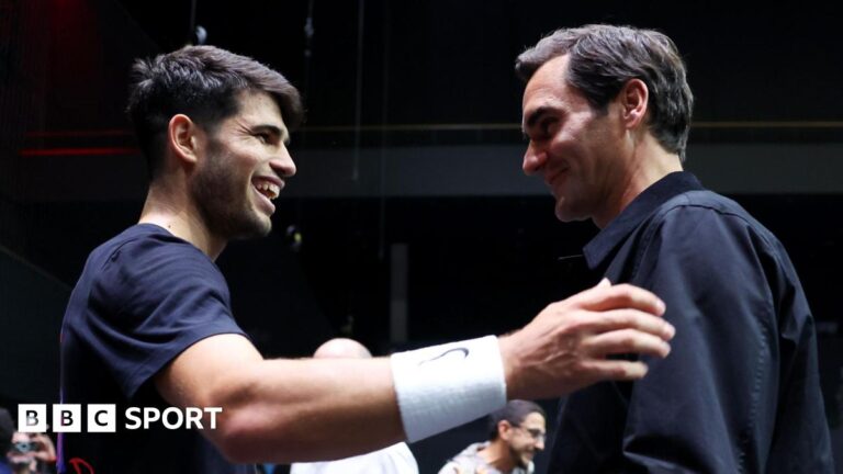 Australian Open 2026: Roger Federer hopes Carlos Alcaraz can complete career Grand Slam in Melbourne Carlos Alcaraz greets Roger Federer at the 2025 Laver Cup