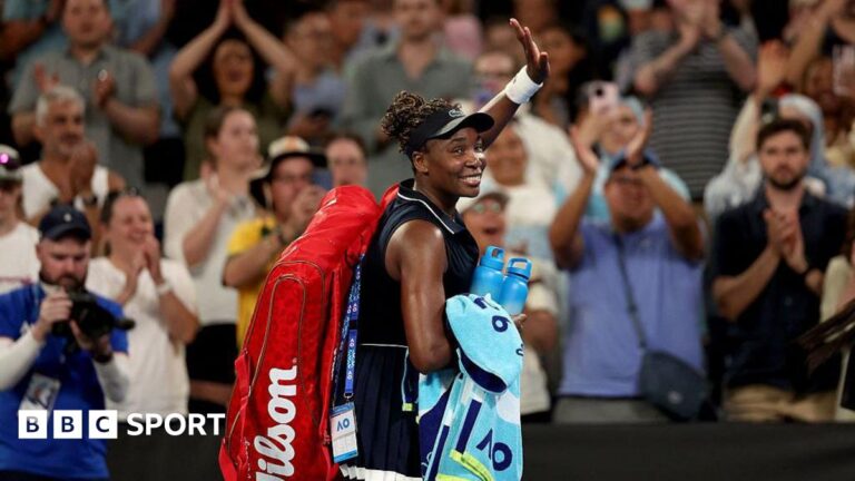 Australian Open 2026: Venus Williams’ record-breaking day ends in close first-round defeat Venus Williams acknowledges the applause as she walks off