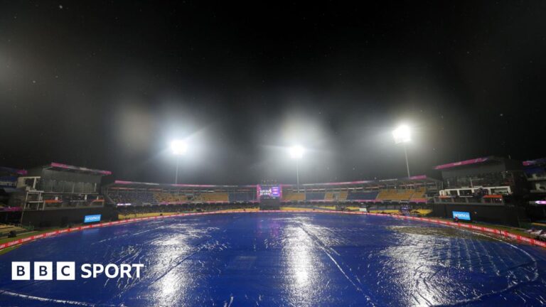 T20 World Cup: New Zealand vs Pakistan match abandoned because of rain The R Premadasa Stadium under covers