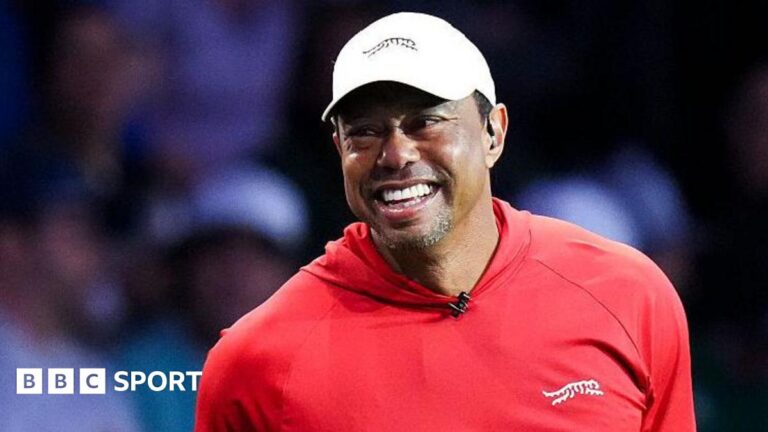 Tiger Woods: 2026 Masters ‘not off the table’ but no timetable for return Tiger Woods of Jupiter Links GC smiles during a match against Atlanta Drive GC in February 2026