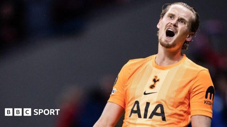Antonin Kinsky: Spurs replace keeper after conceding three goals inside 15 minutes Tottenham goalkeeper Antonin Kinsky reacts during the Champions League game with Atletico Madrid