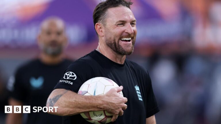 England cricket’s Ashes review likely to retain status quo but Brendon McCullum in overtime Brendon McCullum smiles with a football under his arm