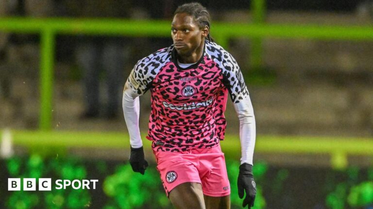 Forest Green Rovers: Defender Jili Buyabu delivers own baby Jili Buyabu in action for Forest Green
