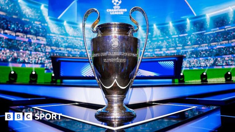 Four English sides out – is fifth Champions League spot still on? The UEFA Champions League trophy is seen on the stage ahead of the League Phase draw