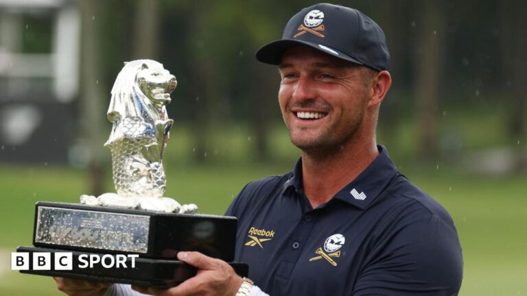 LIV Golf: Bryson DeChambeau wins in Singapore after ‘brutal’ play-off Bryson DeChambeau holds the LIV Golf Singapore trophy