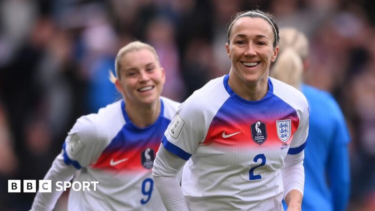 Lucy Bronze: ‘Incredible’ veteran full back remains key player for England A smiling Lucy Bronze celebrates opening the scoring for England