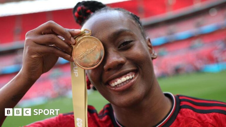 Melvine Malard: Manchester United star’s journey from Reunion Island to League Cup final against Chelsea Melvine Malard of Manchester United poses for a photograph with her Adobe Women's FA Cup winners medal