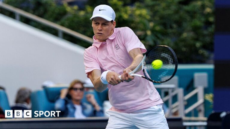 Miami Open: Jannik Sinner extends record winning run Jannik Sinner plays a backhand shot