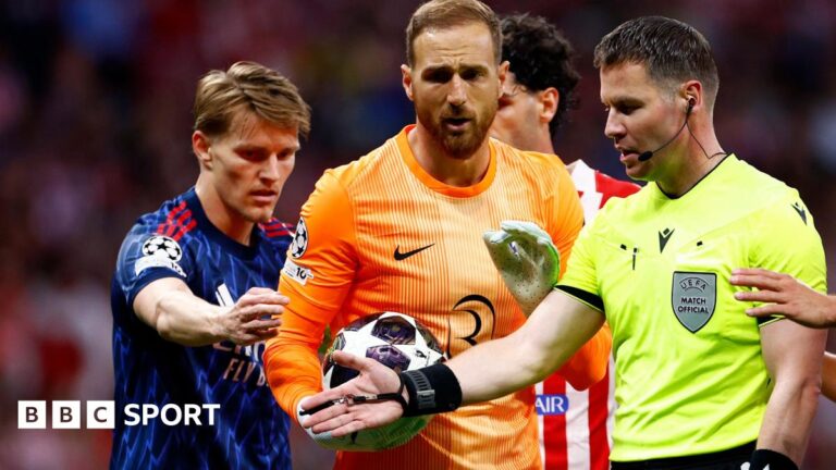 Atletico Madrid 1-1 Arsenal: Mikel Arteta ‘fuming’ with officials A graphic of Premier League players from every team in the division in 2025-26 season, with the Premier League trophy in front of them.