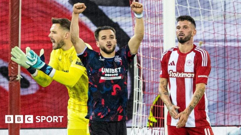 Champions League: How Rangers could bypass qualifiers by winning Scottish Premiership Rangers' Nicolas Raskin celebrates against Olympiakos