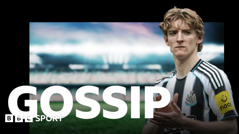 Football gossip: Gordon, Tchouamini, Diomande, Jones, Romero, Le Fee, Bastoni, Adeyemi A graphic of Premier League players from every team in the division in 2025-26 season, with the Premier League trophy in front of them.