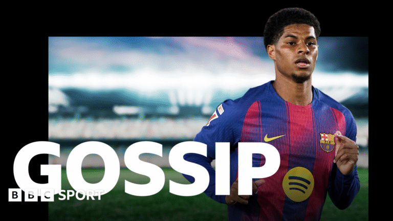 Football gossip: Rashford, Gordon, Iraola, Osimhen, Mourinho, Diomande, Beukema, Ake, Araujo, Ueda, Ramazani A graphic of Premier League players from every team in the division in 2025-26 season, with the Premier League trophy in front of them.