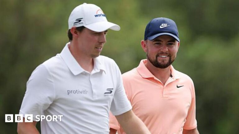 Zurich Classic: English brothers Alex and Matt Fitzpatrick charge into lead in PGA Tour pairs event Matt Fitzpatrick and Alex Fitzpatrick smiling while playing in the third round of the Zurich Classic of New Orleans