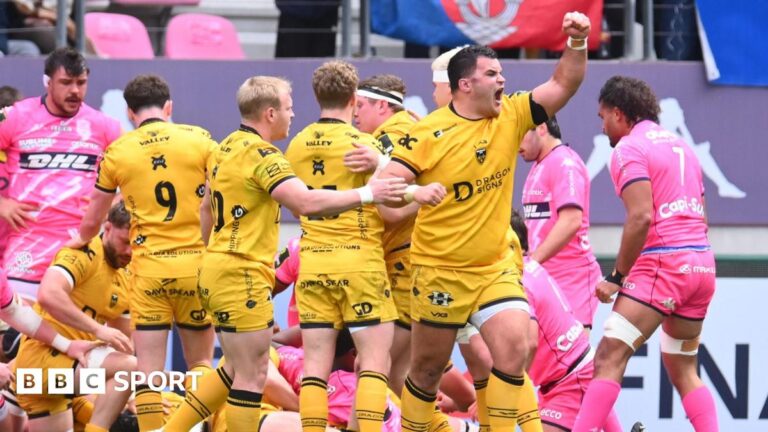 Challenge Cup: Rejuvenated Dragons aim for final European hurdle Dragons prop Chris Coleman celebrates a try