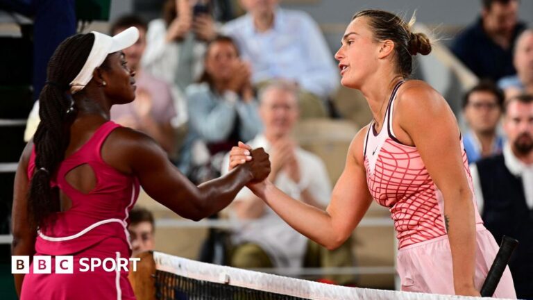 French Open 2026: Why are women being continually overlooked for Roland Garros night sessions? Sloane Stephens and Aryna Sabalenka shake hands after their night match in 2023