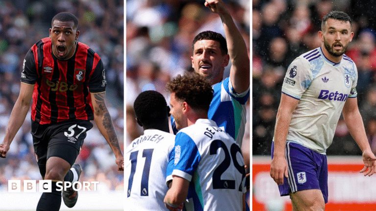Race for Europe: How it stands for Premier League game hopefuls and remaining games Bournemouth's Rayan, celebrating Brighton players and John McGinn of Aston Villa