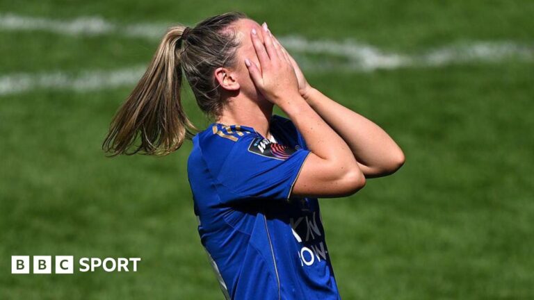 What impact will WSL relegation have on Leicester City? Leicester's Heather Payne reacts at full-time