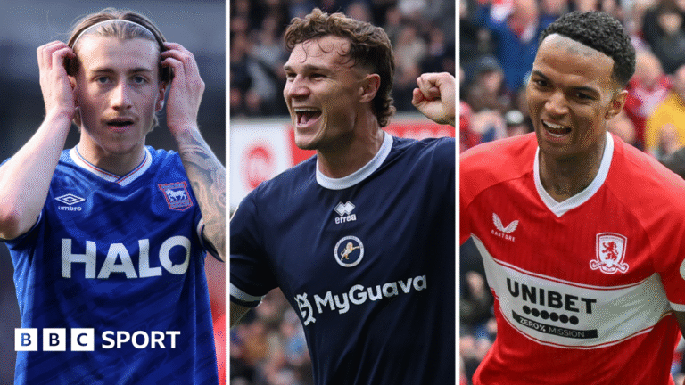 Who finishes second in Championship? Pundits, fans & managers have their say An Ipswich fan holds up a blue scarf with white writing which reads "we are Premier League" and has the Ipswich Town badge on each end. Ipswich fans can be seen cheering and chanting behind him.