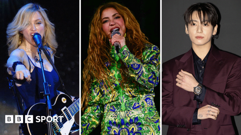 World Cup half-time show: Madonna, Shakira and K-pop’s BTS to headline A split image of Madonna, Shakira and Jungkook of BTS