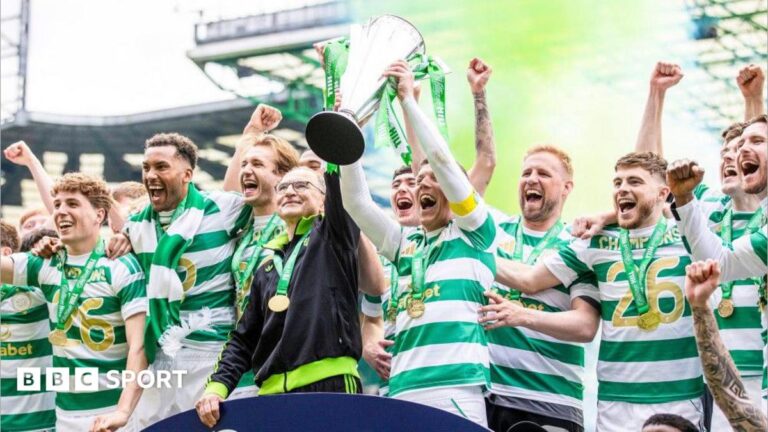 Celtic voice frustration over Monday title opener against Dundee Celtic Interim Manager Martin O'Neill and Callum McGregor lift the league title during a William Hill Premiership match between Celtic and Heart of Midlothian at Celtic Park, on May 16, 2026.