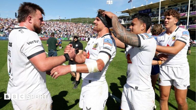 Exeter Chiefs’ US takeover completed as Black Knight take charge Exeter players celebrate reaching the Prem final