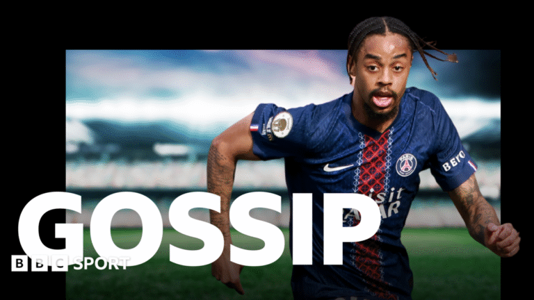 Football gossip: Barcola, Rushworth, Rashford, Ndiaye, Viera, Frattesi, Lee, Herrington, Lewandowski, Goretzka, Mancini A graphic of Premier League players from every team in the division in 2025-26 season, with the Premier League trophy in front of them.