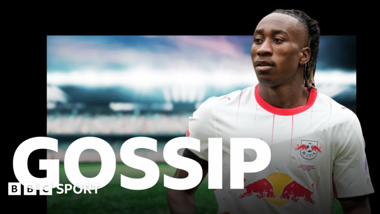 Football gossip: Diomande, Kroupi, Alvarez, El Mala, Cucurella, Rogers, Vlahovic, Mateta, Sorloth Crysencio Summerville behind a gossip graphic