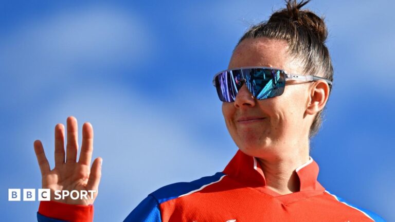 Women’s T20 World Cup: Linsey Smith’s rise to world number one Linsey Smith celebrates a wicket