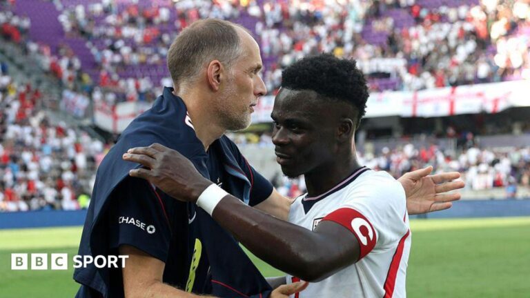 World Cup 2026: Bukayo Saka says he is ready to gamble with his fitness for England Bukayo Saka with England manager Thomas Tuchel