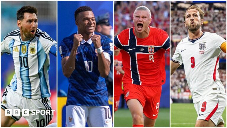 World Cup 2026: How do you stop Lionel Messi, Kylian Mbappe, Erling Haaland and Harry Kane? A collage of Lionel Messi of Argentina, Kylian Mbappe of France, Erling Haaland of Norway and Harry Kane of England