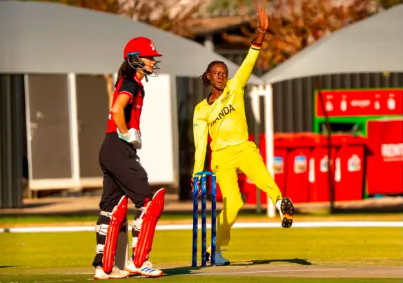 Phiona Kulume in action during Uganda’s opening match of the Capricorn Series Quadrangular in Windhoek