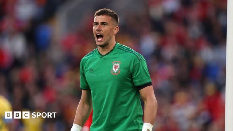 Man Utd close to signing Wales goalkeeper Karl Darlow on a free Karl Darlow stands in short-sleeved green Wales goalkeeper shirt
