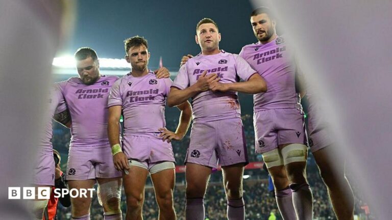 Scotland braced for Fiji backlash after learning lessons in Pretoria The Scotland team in huddle against South Africa