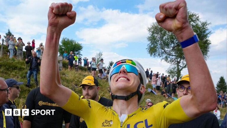 Tour de France 2026: Tadej Pogacar extends lead after stage 14 Tadej Pogacar celebrates winning stage 14 of the Tour de France