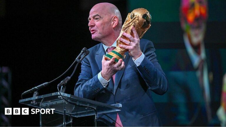 World Cup 2026: Could Gianni Infantino push through a 64-team tournament? FIFA president Gianni Infantino holds the FIFA World Cup trophy