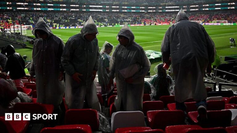 World Cup 2026: England v Mexico – Five and a half hours that left tie in chaos Fans wearing rain ponchos are seen in the stands ahead of the 2026 World Cup round of 32 football match between Mexico and Ecuador