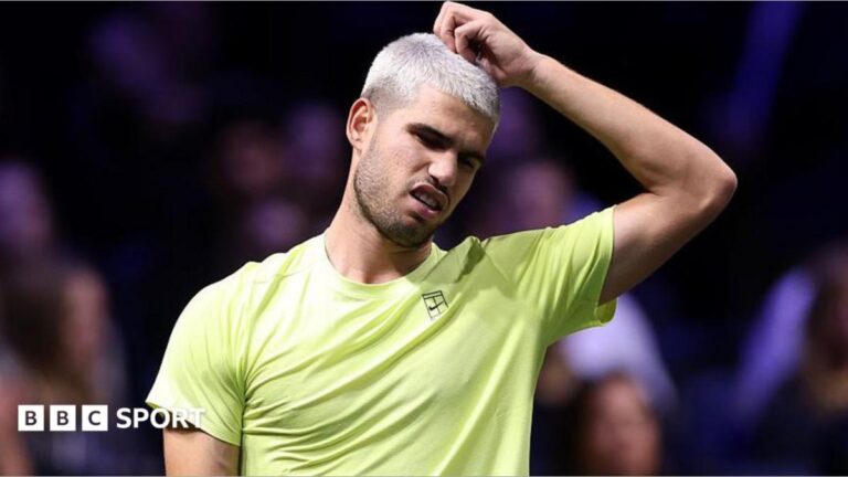 Carlos Alcaraz: World number two withdraws from Cincinnati Open with wrist injury Carlos Alcaraz of Spain reacts during the second round match against Cameron Norrie of Great Britain on day two of the Rolex Paris Masters 2025