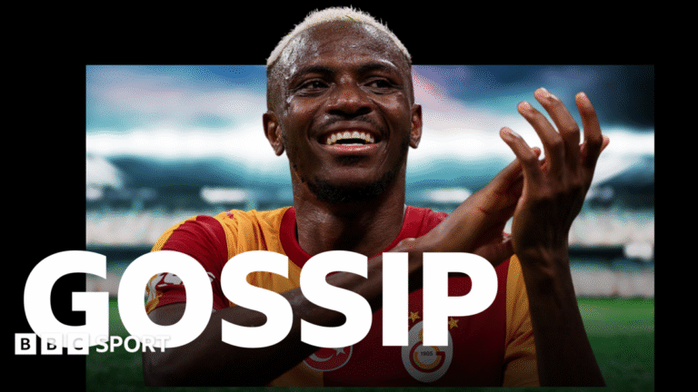 Football gossip: Osimhen, Guimaraes, Grealish, Gakpo, Chavarria A graphic of Premier League players from every team in the division in 2025-26 season, with the Premier League trophy in front of them.