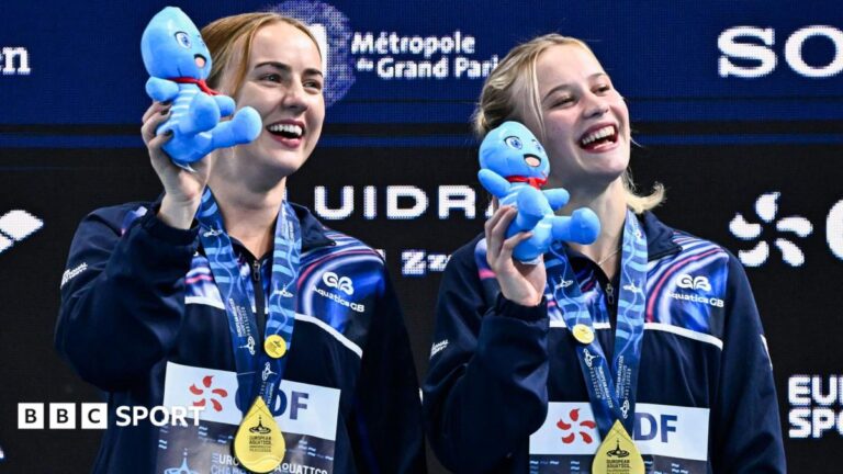 GB win two more golds at European Aquatics Championships Lois Toulson and Maisie Bond celebrate winning gold