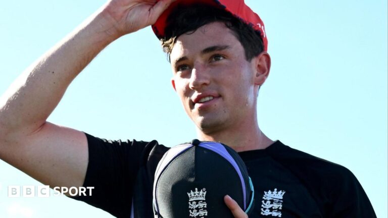 John Turner: Hampshire and England bowler retires aged 25 because of injury John Turner wearing a blue England top and holding a blue England cap