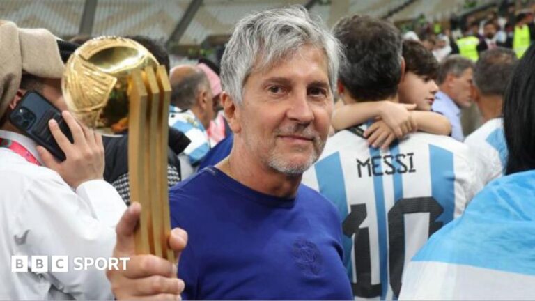 Jorge Messi: Lionel Messi’s father dies aged 68 after long illness Jorge Messi holding his son Lionel Messi's trophy for best player at the 2022 World Cup after Argentina beat France in the final in Qatar
