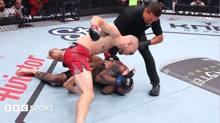 UFC Serbia: Uros Medic earns stunning 30-second win against Daniel Rodriguez Uros Medic throws punches at Daniel Rodriguez, who covers up and lies on the canvas