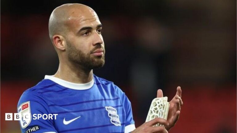 Jordan Graham in blue Birmingham shirt