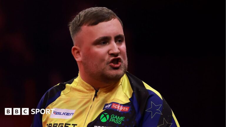 Luke Littler: Defending champion stunned by Luke Woodhouse at World Grand Prix Luke Littler looks frustrated