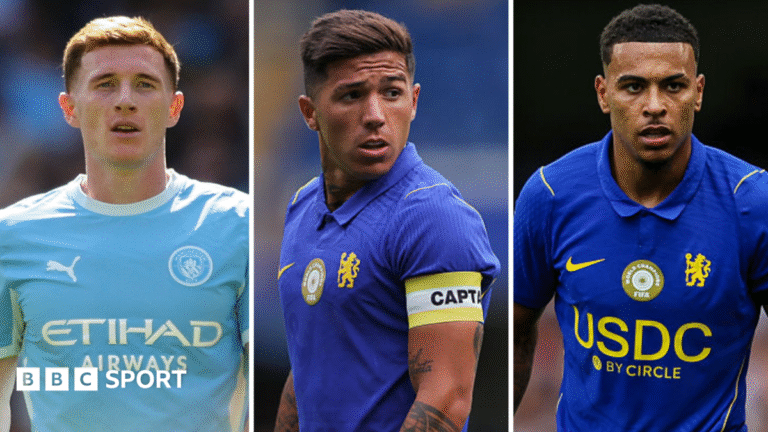 Premier League clubs set new transfer spending record Split picture of Elliot Anderson, Enzo Fernandez and Morgan Rogers