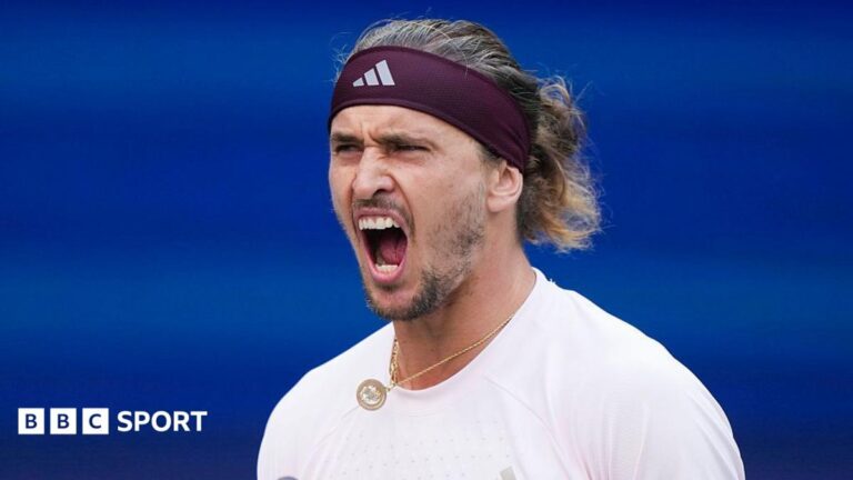 Alexander Zverev celebrates at the US Open after beating Karen Khachanov